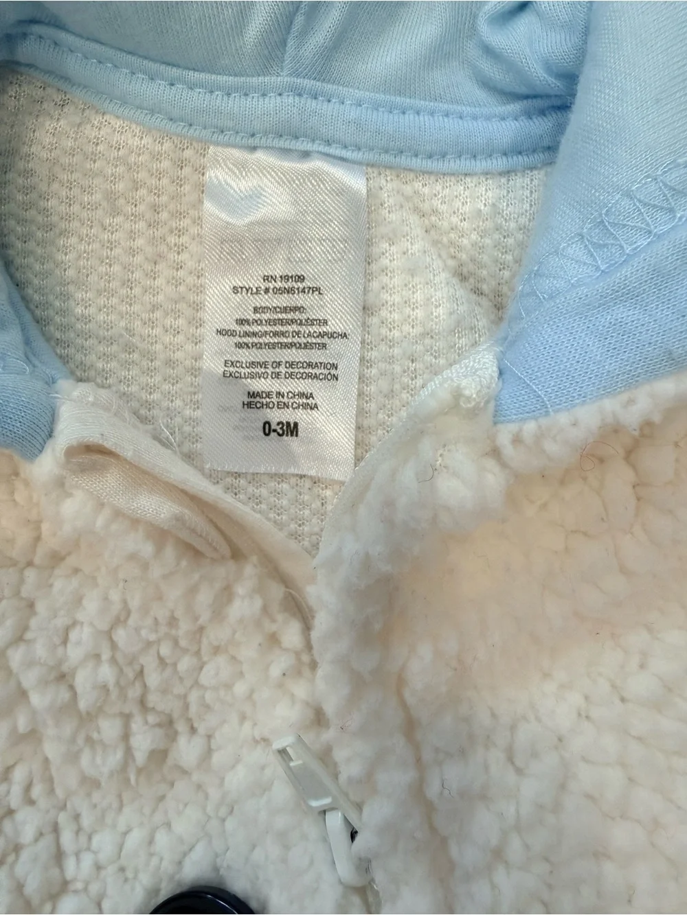 White Snowman Sherpa Baby One-Piece with Hood 0-3 months